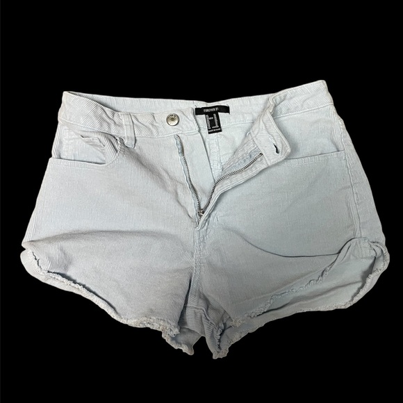 Forever 21 Light Blue Frayed Corduroy Shorts Ladies Sz 30 - Picture 2 of 5